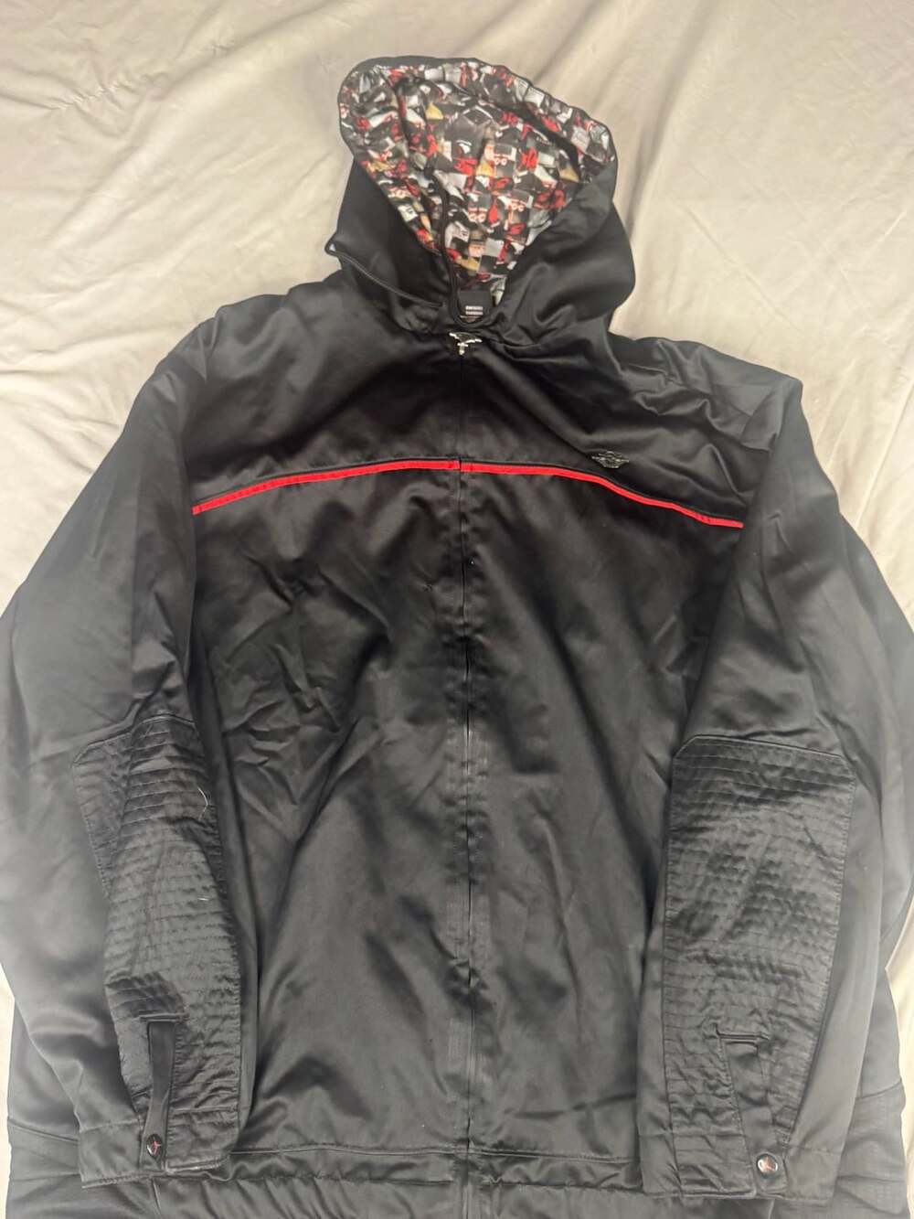 NBA Hoodie Jacket Mens Extra Large Black Full Zip Windbreaker Long Sleeves Lined